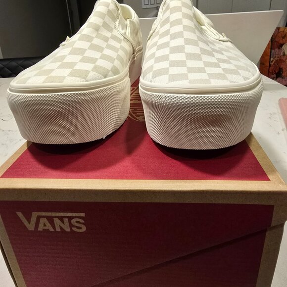 Vans Classic Slip on Stackform Men's Size 10 MARSHMELLOW CHECKERBOARD NEW W 11.5 - Picture 5 of 7
